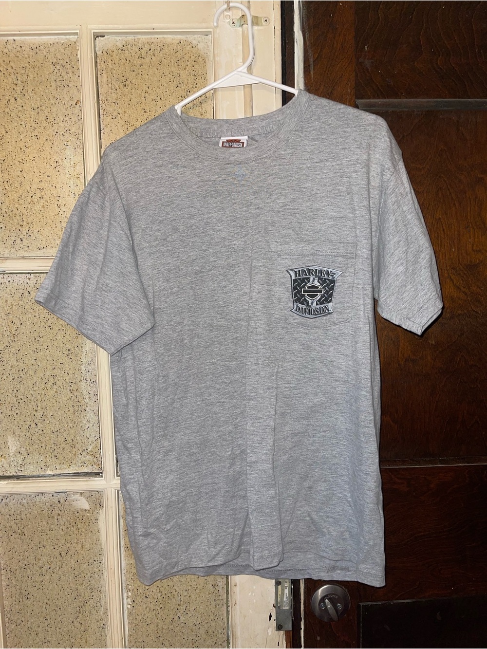Landers Little Rock, AR Harley-Davidson Men's Gray Pocket T‑Shirt - Size Medium